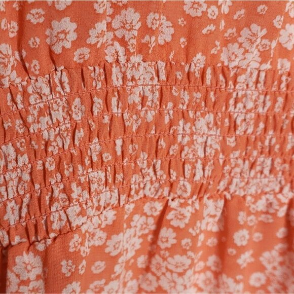 Torrid Womens Orange White Short Sleeve Floral Blouse 6X - Picture 4 of 8